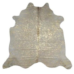 HUGE SADDLEMAN 7’ x 8’ hide skin rug white/gray w/gold flecks light blue back